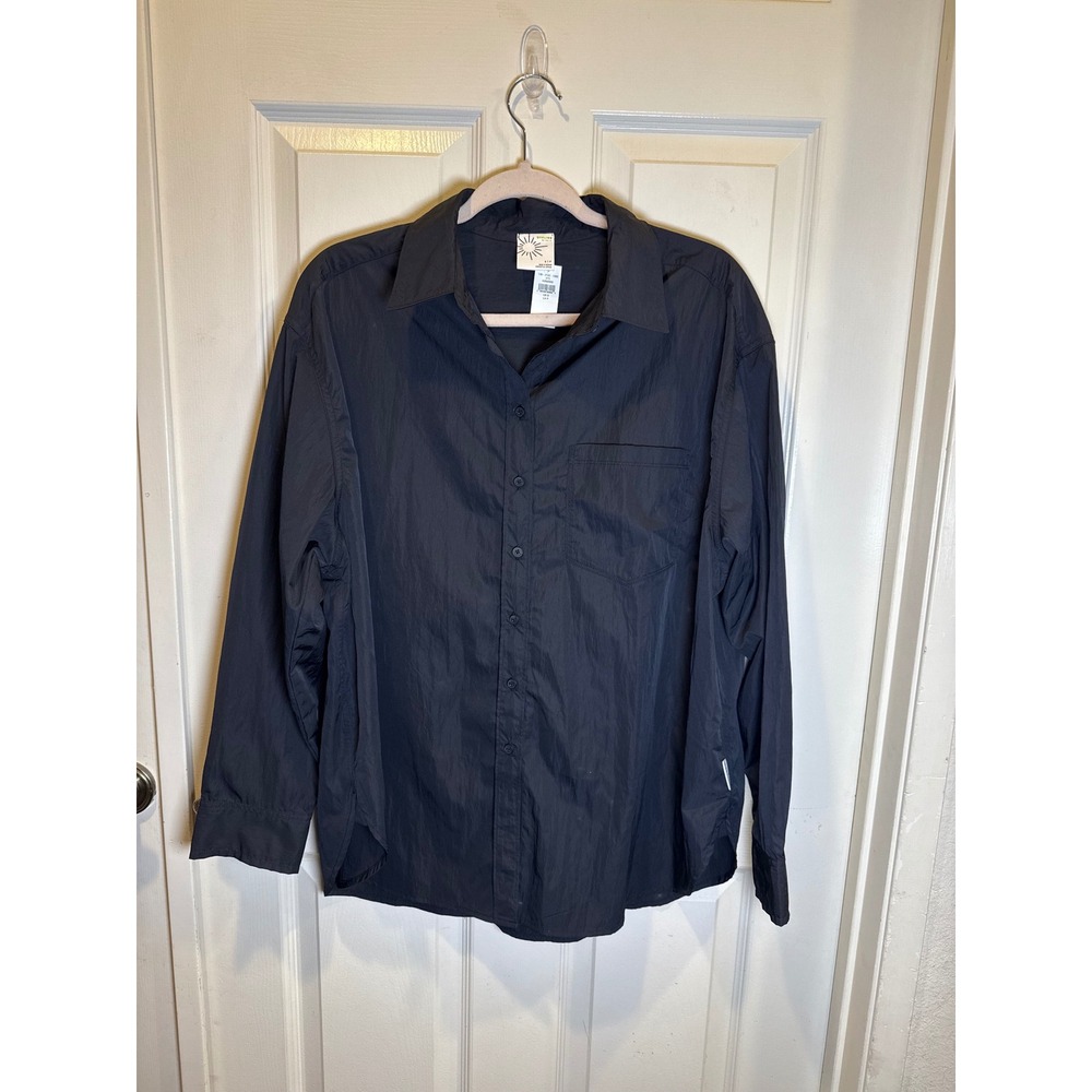 Aerie‎ Black Long Sleeve Collared Button Up Shirt Lightweight Size Small